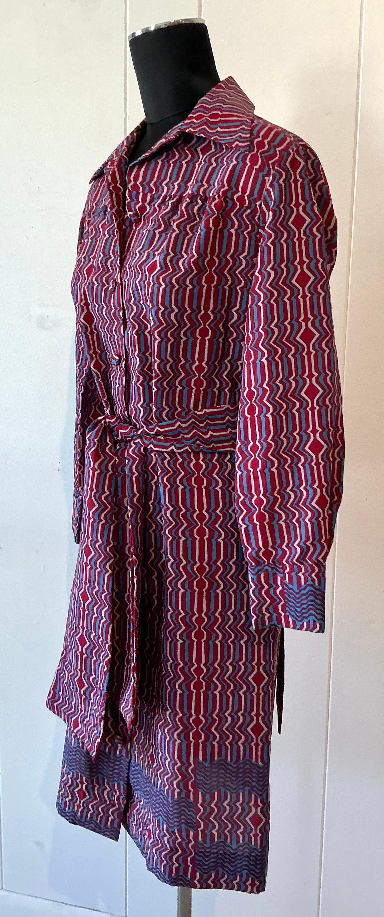 Black Vintage Lanvin Paris Blue & Red Patterned Dress For Sale