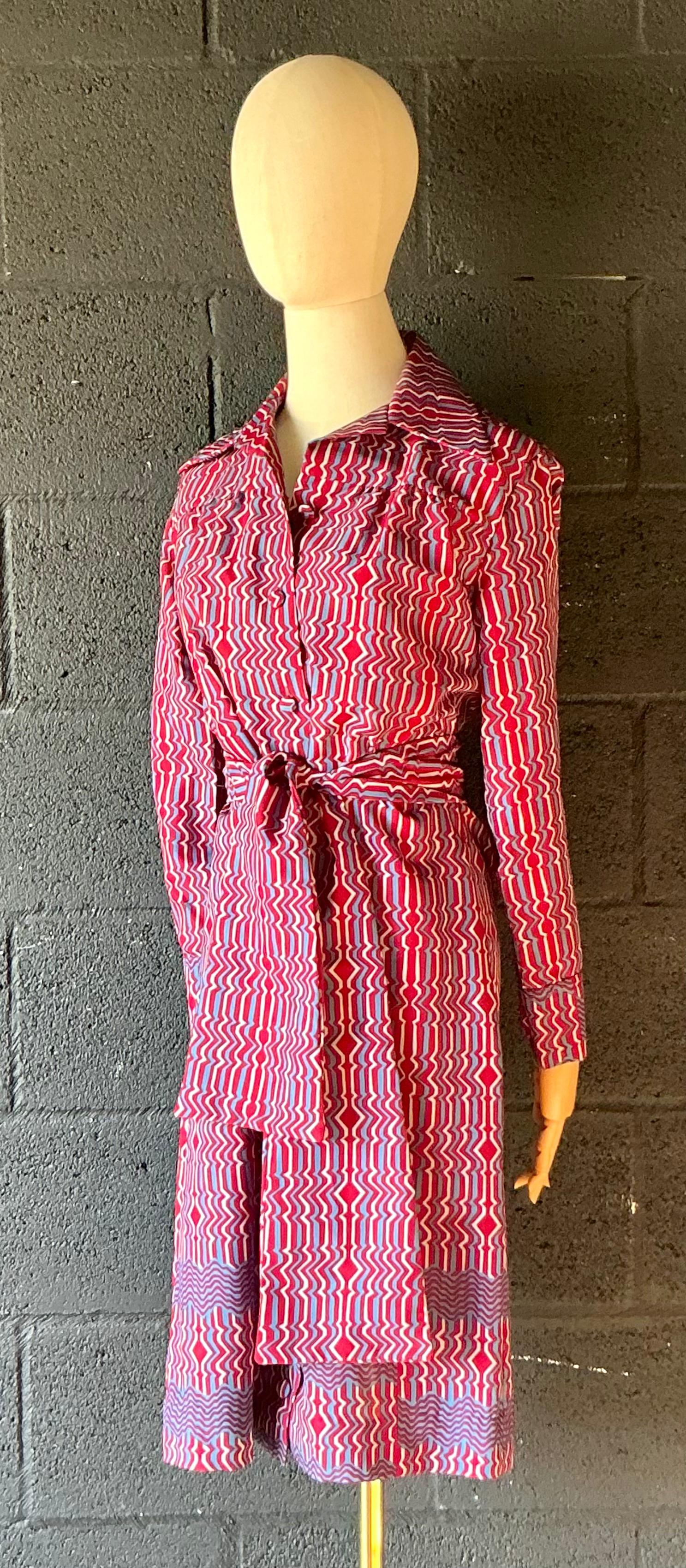 da uomo o donna Abito vintage Lanvin Paris a fantasia blu e rossa in vendita