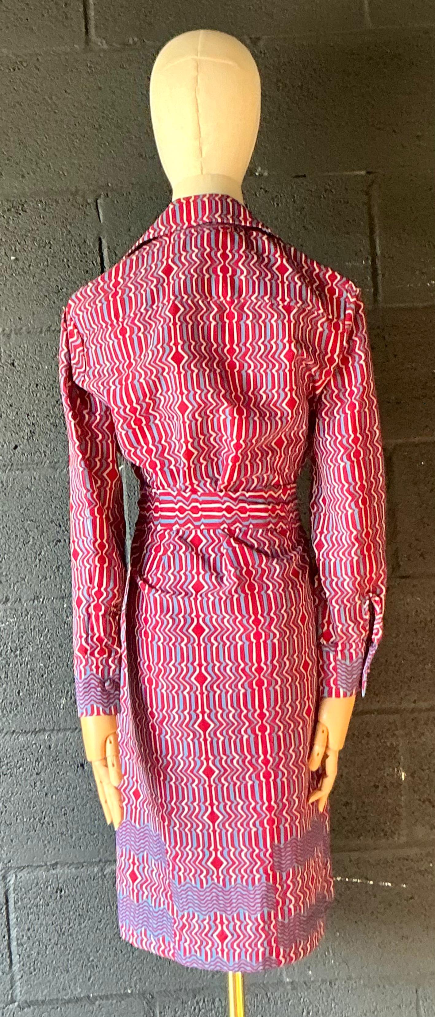 Abito vintage Lanvin Paris a fantasia blu e rossa in vendita 3