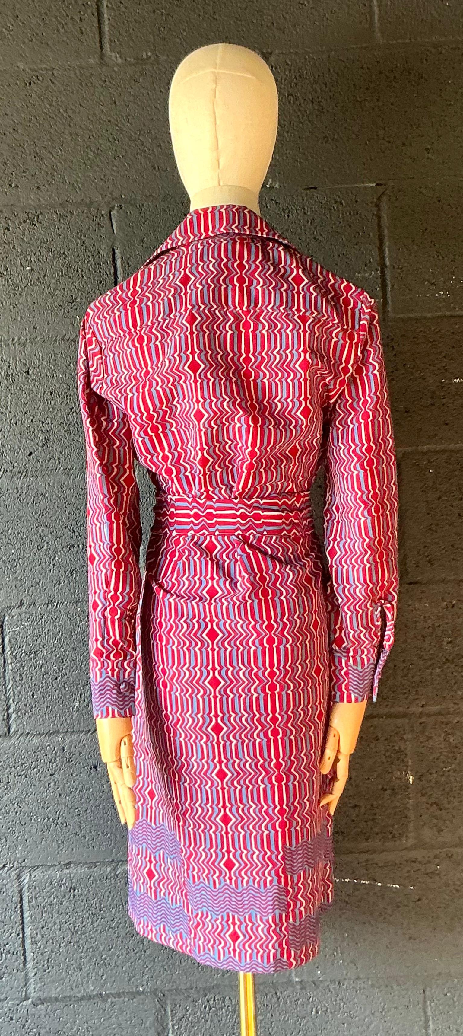 Abito vintage Lanvin Paris a fantasia blu e rossa in vendita 4