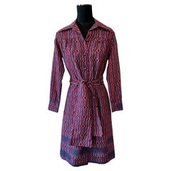 Vintage Lanvin Paris Blue & Red Patterned Dress