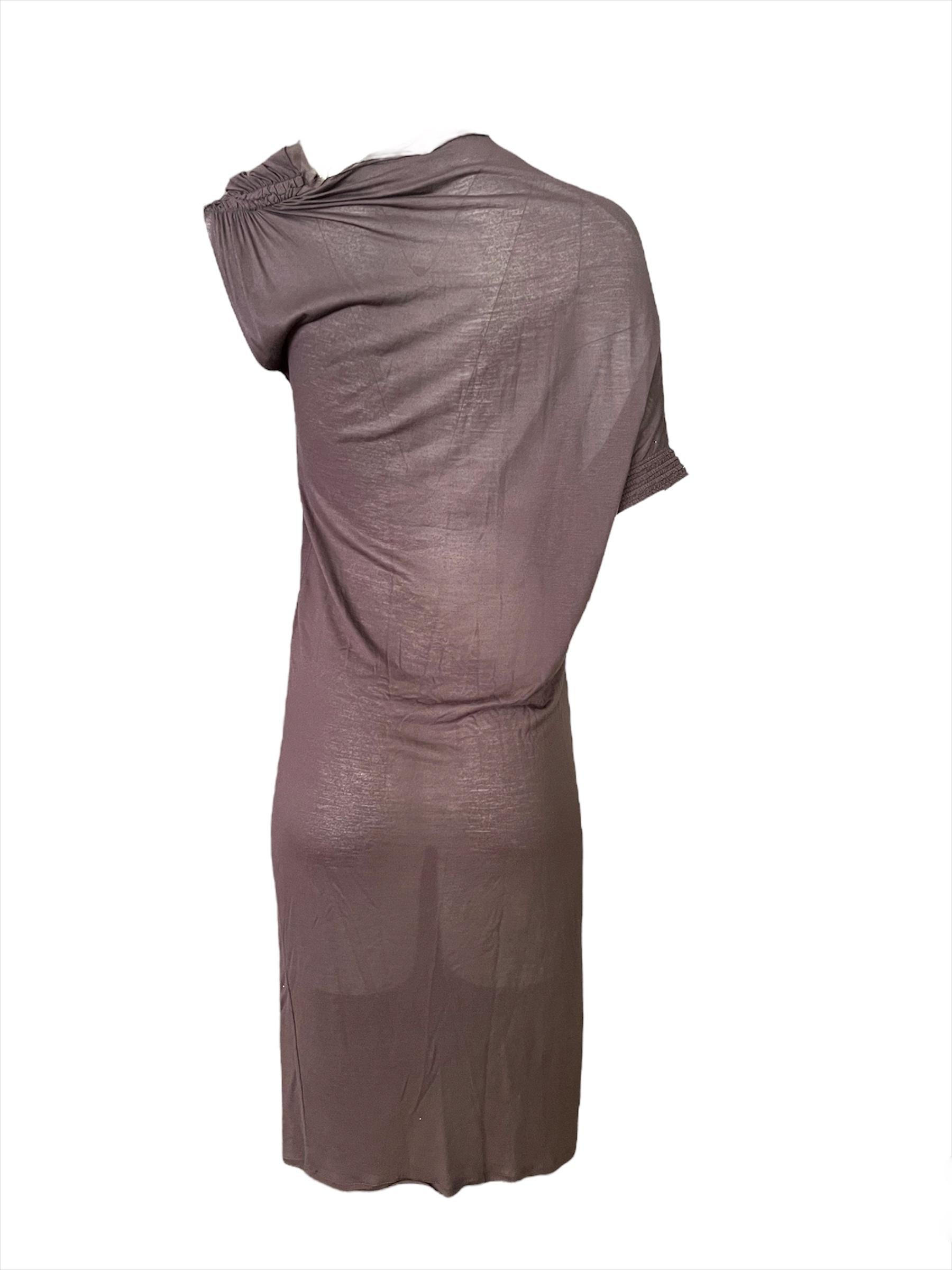 Gray Vintage Lanvin Paris Brown Midi Dress, Size Small For Sale