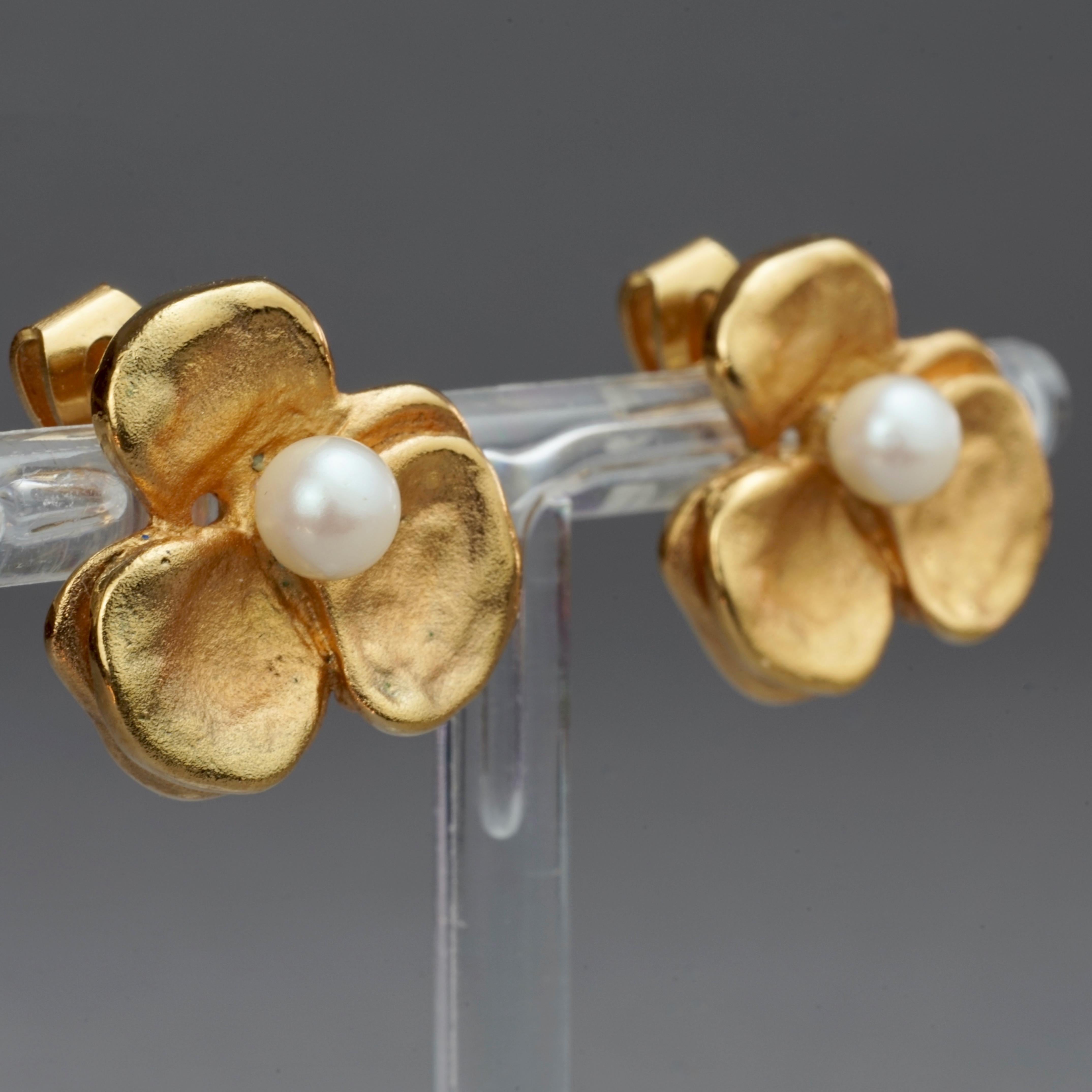 Women's Vintage LANVIN PARIS Flower Pearl Earrings