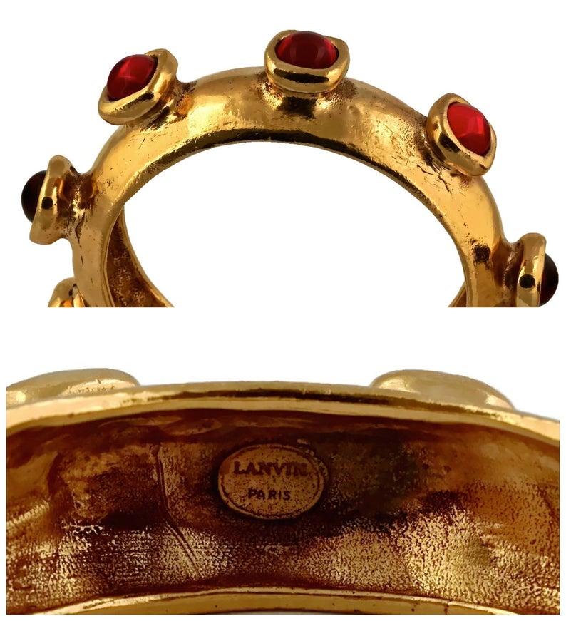 Vintage LANVIN PARIS Protruded Cabochon Gear Bangle Bracelet For Sale 1