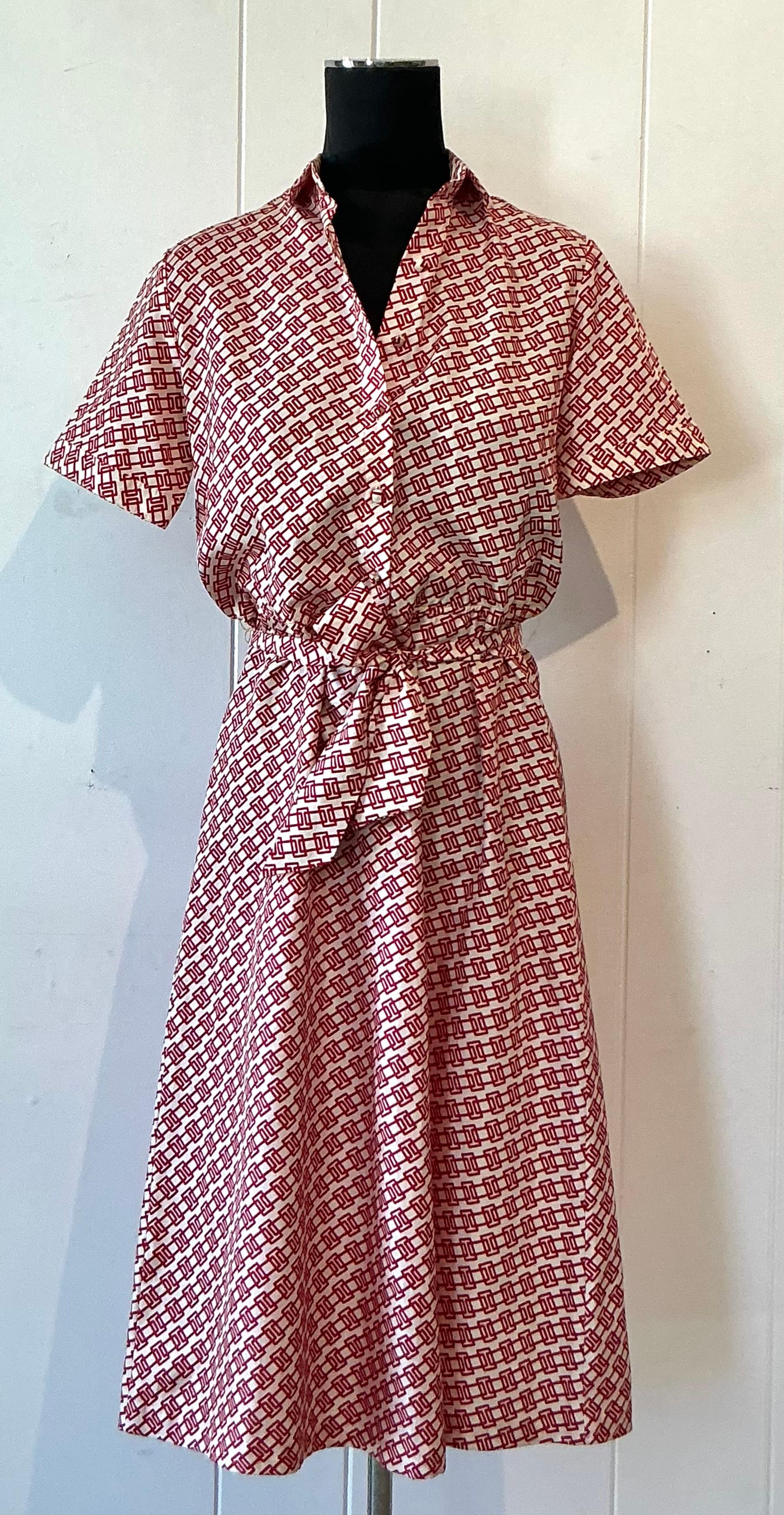 Vintage Lanvin Paris Rot & Weiß Gemustertes Kleid im Angebot 1