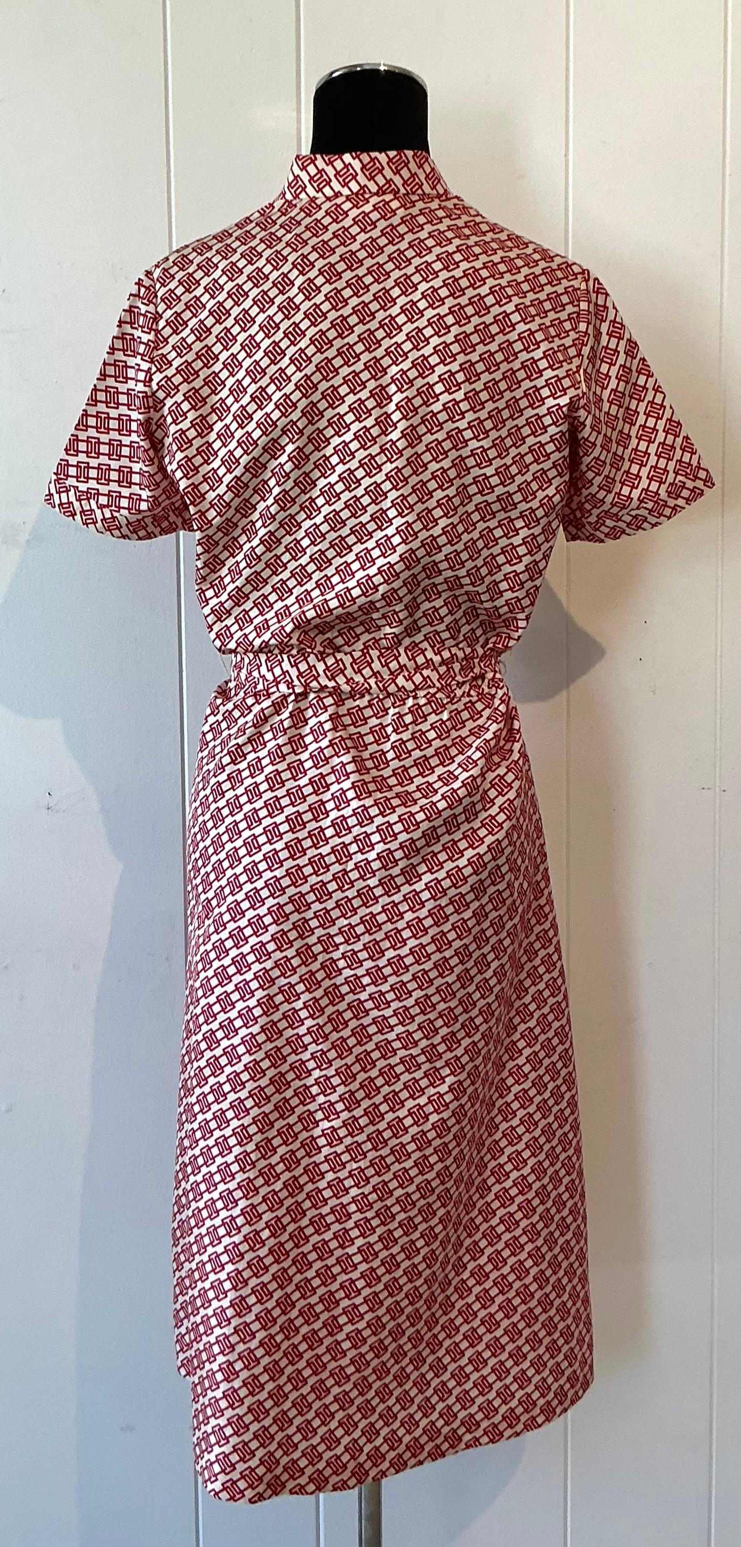 Vintage Lanvin Paris Rot & Weiß Gemustertes Kleid im Angebot 2