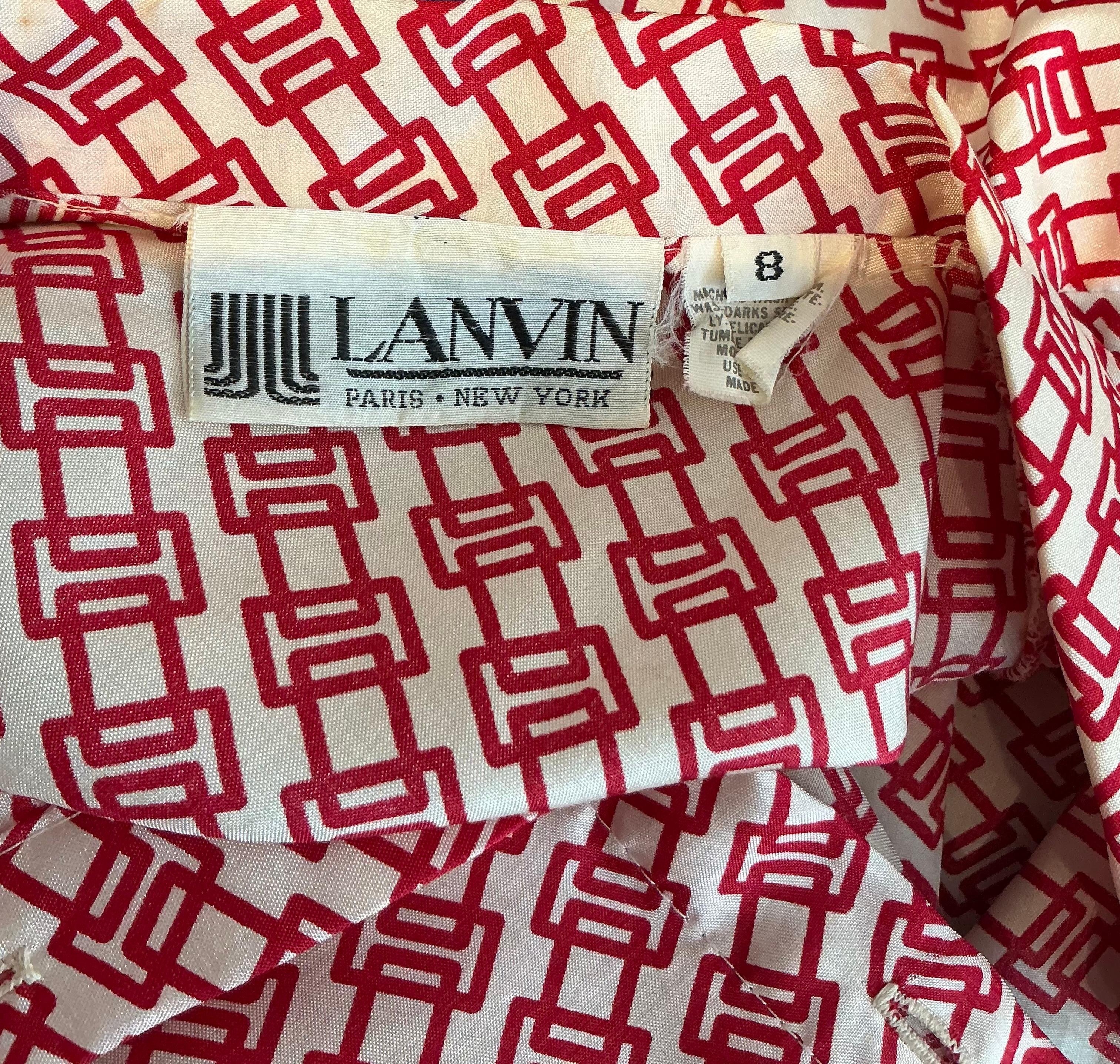 Vintage Lanvin Paris Rot & Weiß Gemustertes Kleid im Angebot 4