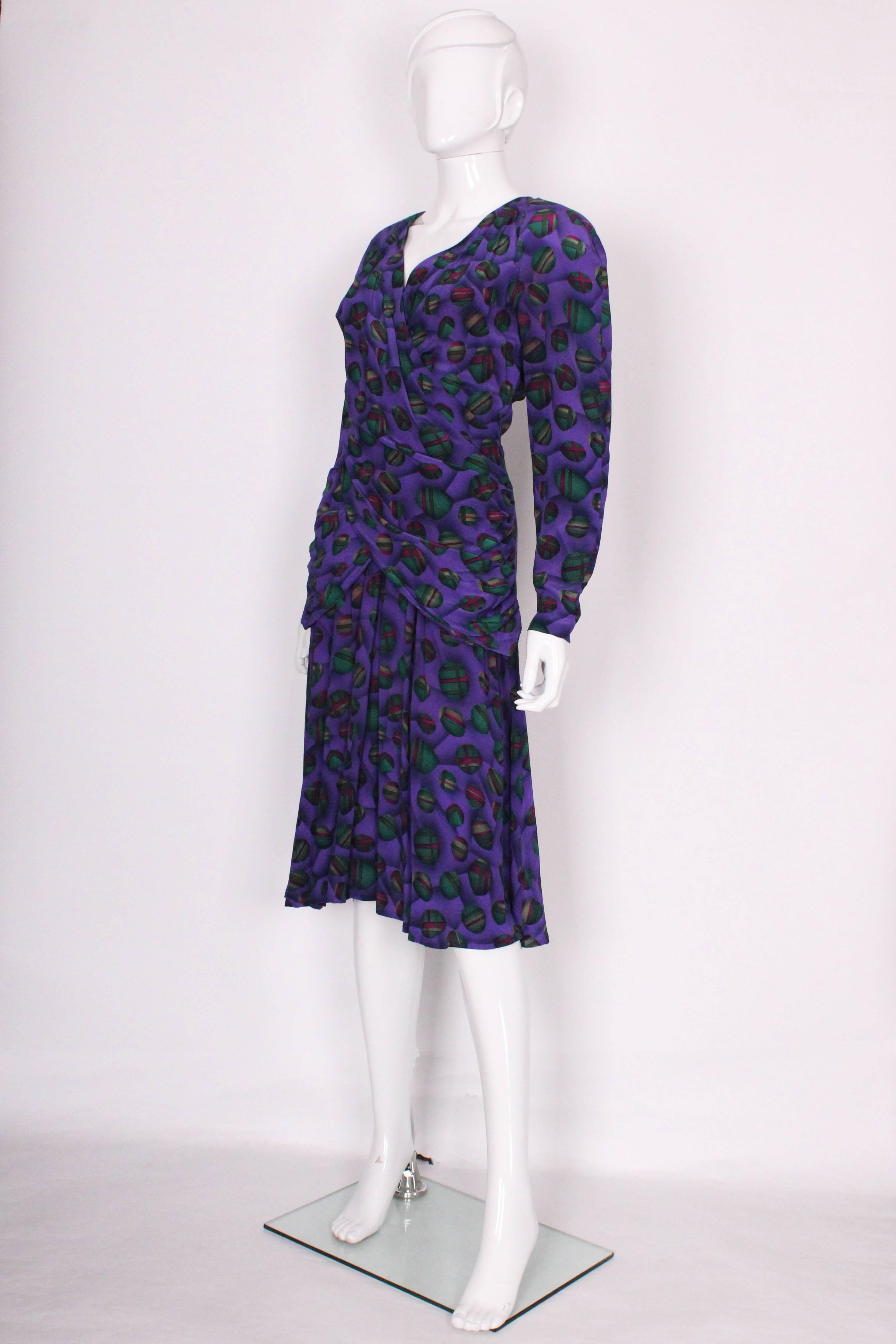 Lanvin Paris Seidenkleid im Vintage-Stil (Violett) im Angebot