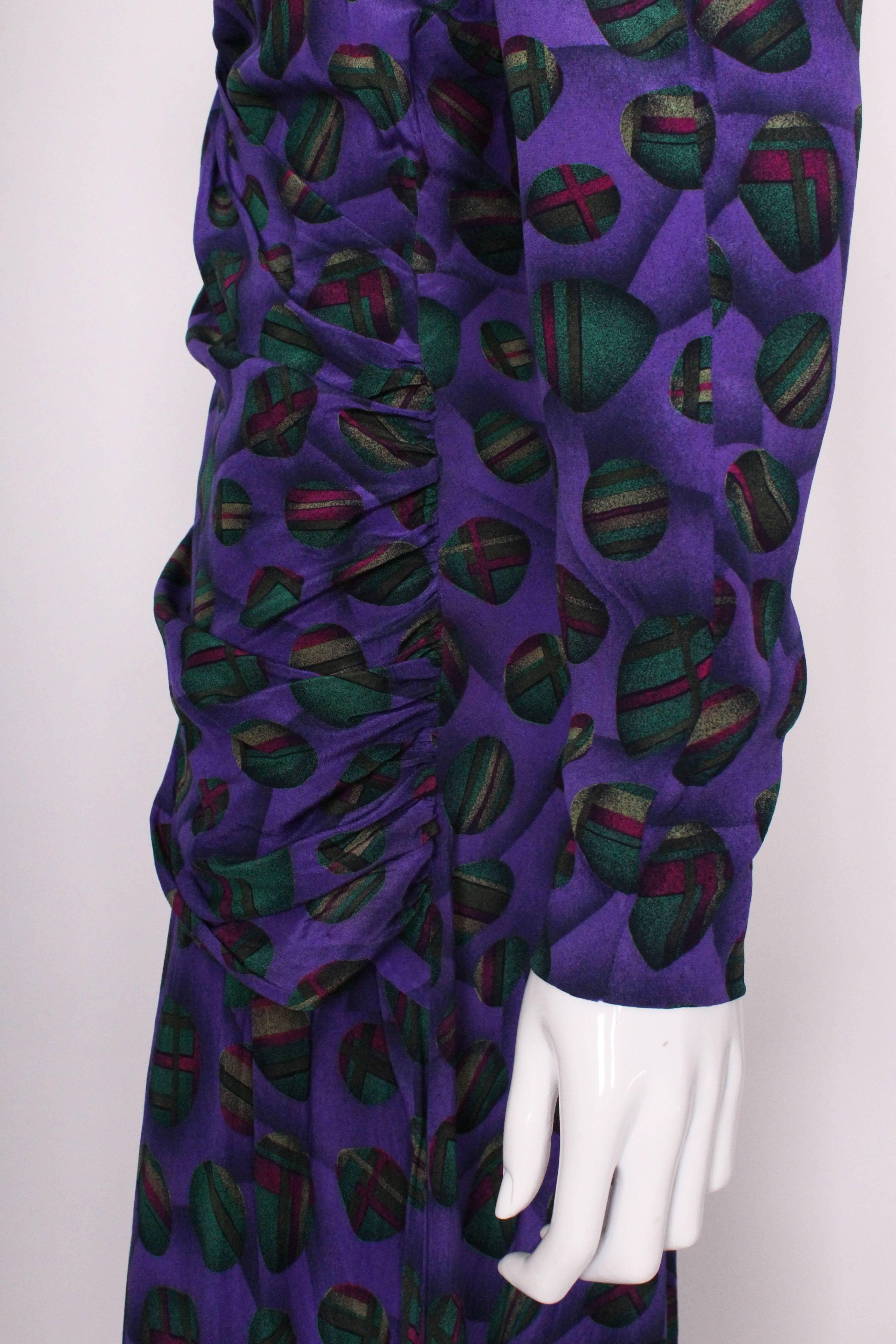 Purple Vintage Lanvin Paris Silk Dress For Sale