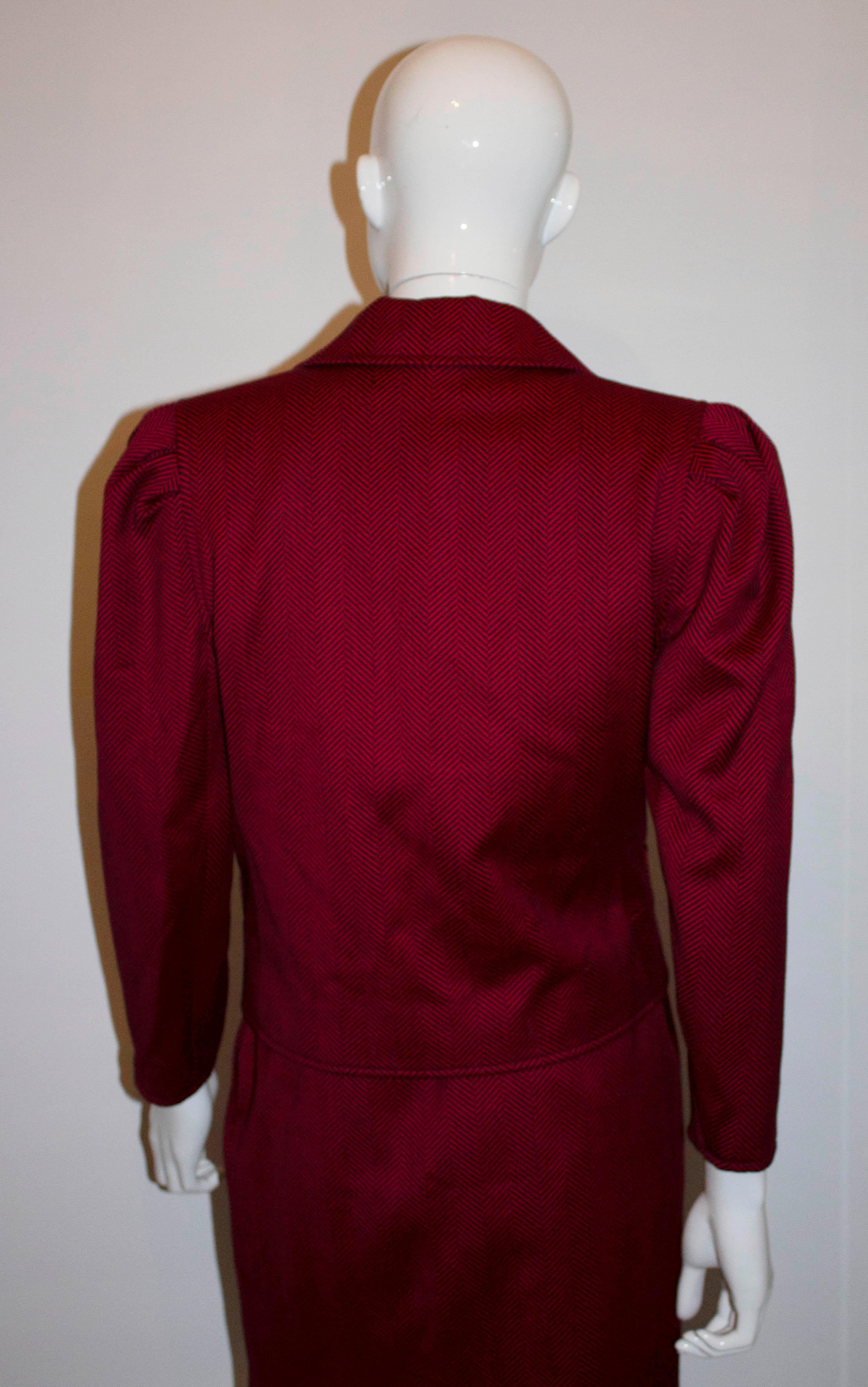 Red Vintage Lanvin Paris Skirt Suit For Sale