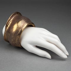 LANVIN PARIS Strukturiertes Bronze-Gold-Porzellan-Armband Manschette Vintage