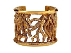 Vintage LANVIN PARIS Textured Branch Coral Cuff Bracelet