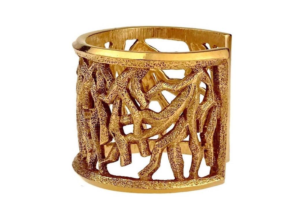 Vintage LANVIN PARIS Textured Branch Coral Cuff Bracelet In Excellent Condition For Sale In Kingersheim, Alsace