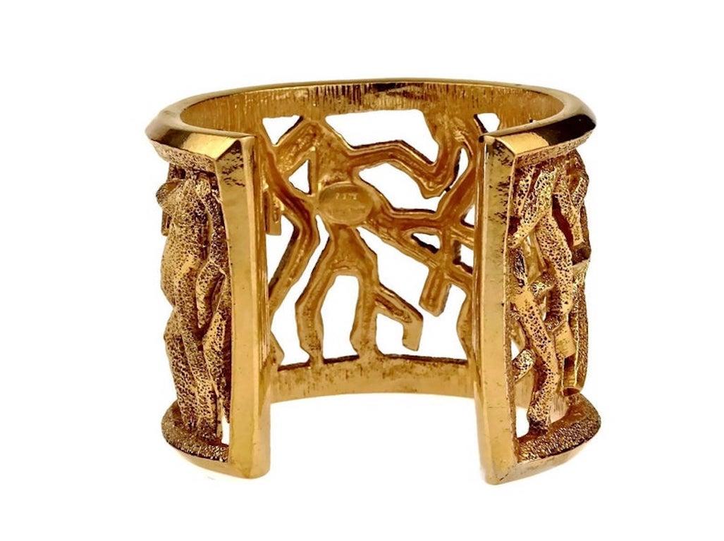 Vintage LANVIN PARIS Textured Branch Coral Cuff Bracelet For Sale 3