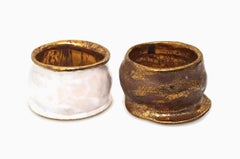 Vintage LANVIN PARIS White Gold Enamel Stack Bracelet Cuffs