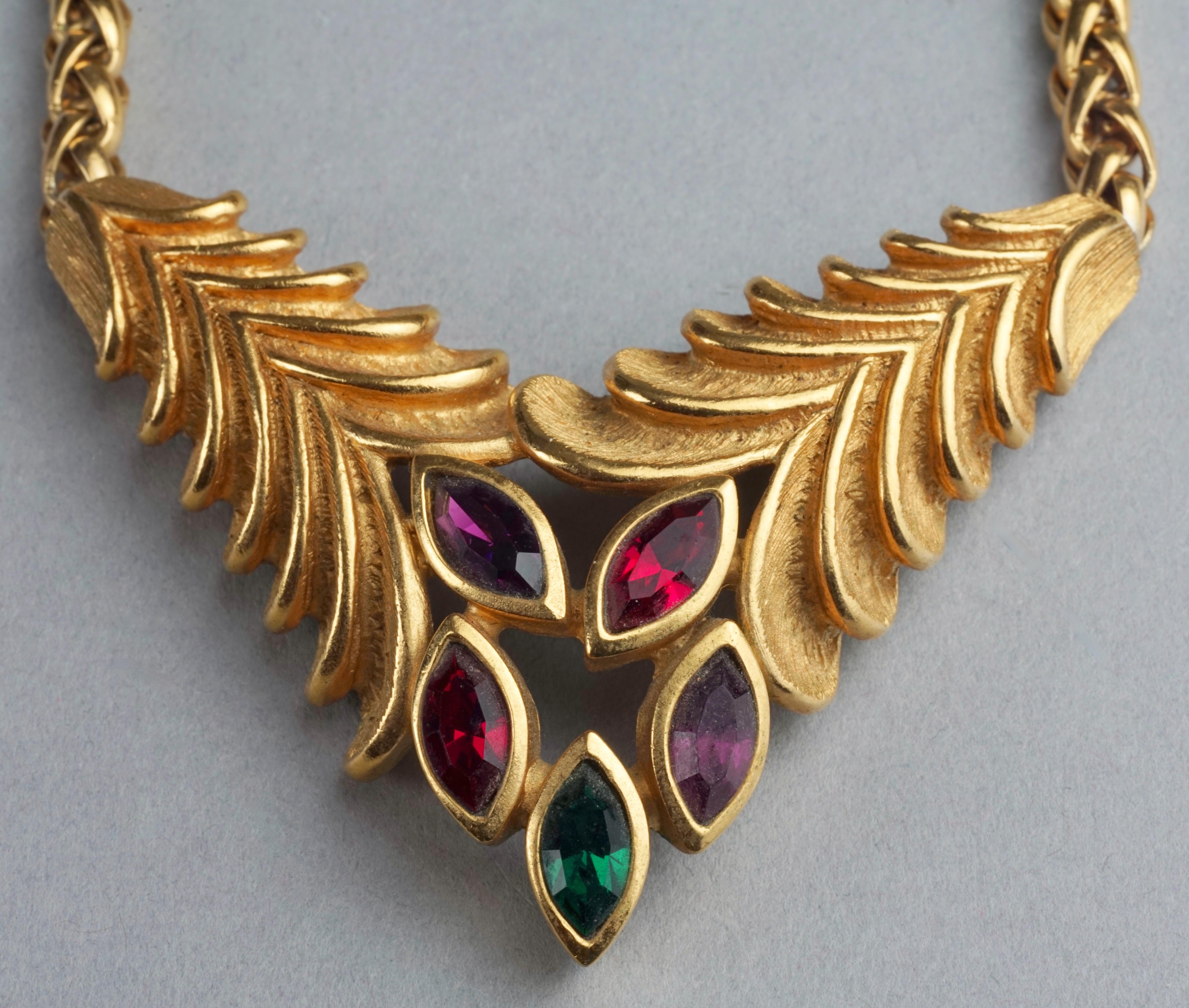 Women's Vintage LANVIN Rhinestone Leaves Necklace For Sale