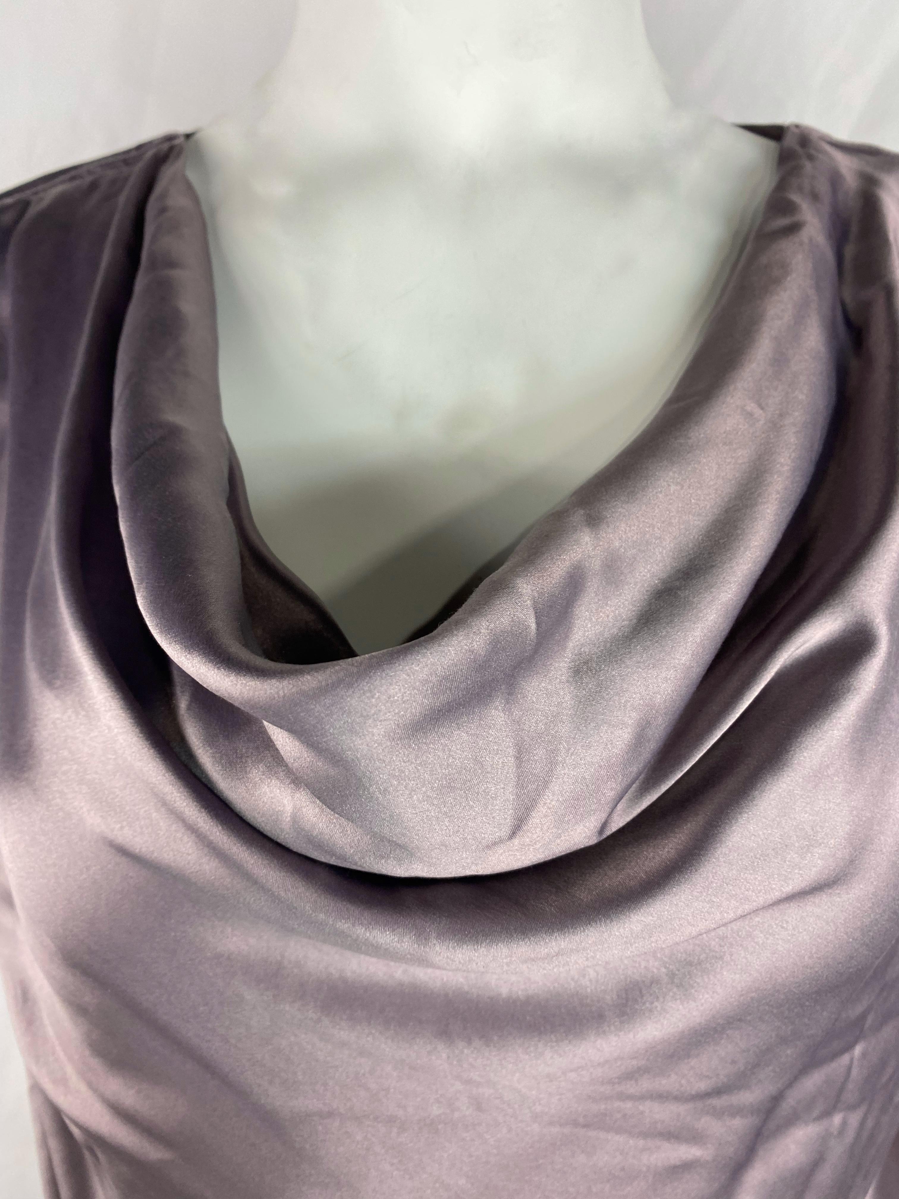 Gray Vintage Lanvin Silk Top Blouse, Size 44 For Sale
