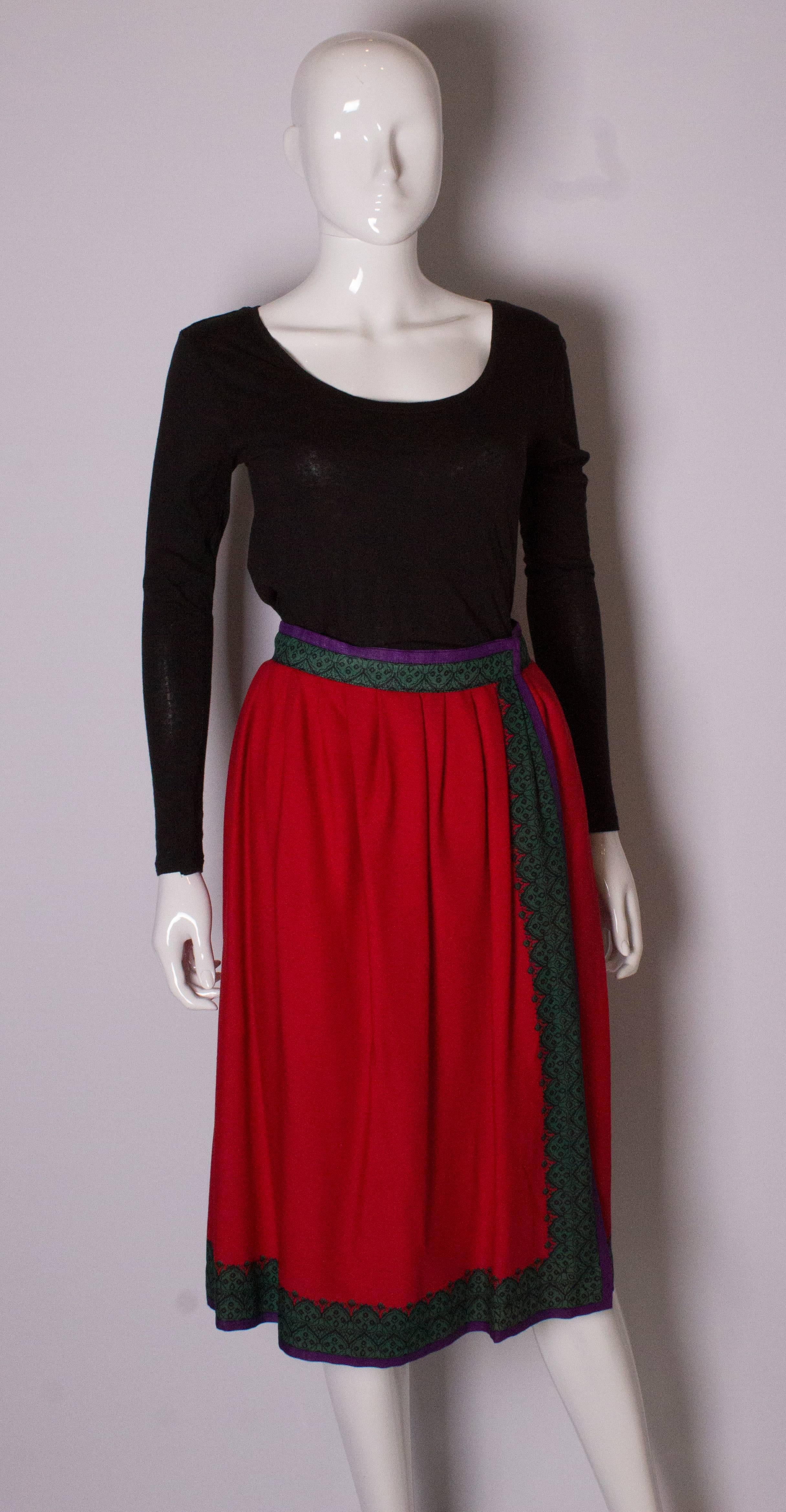 Red Vintage Lanvin Wrap Around Skirt For Sale