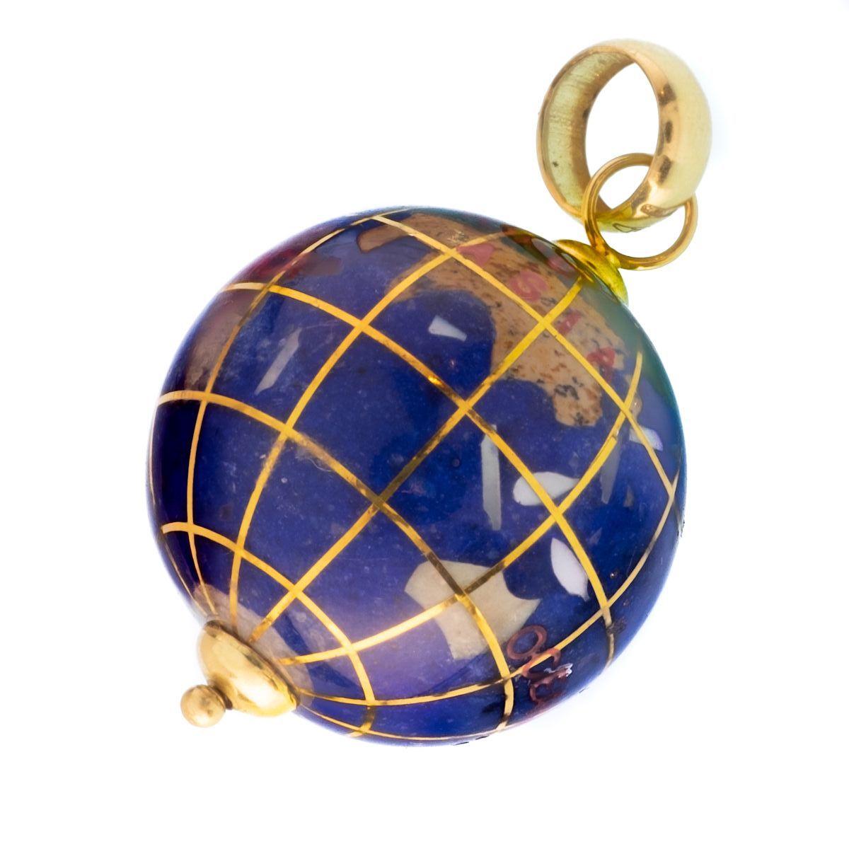 Modern Vintage Lapis and 18 Karat Yellow Gold Globe Charm