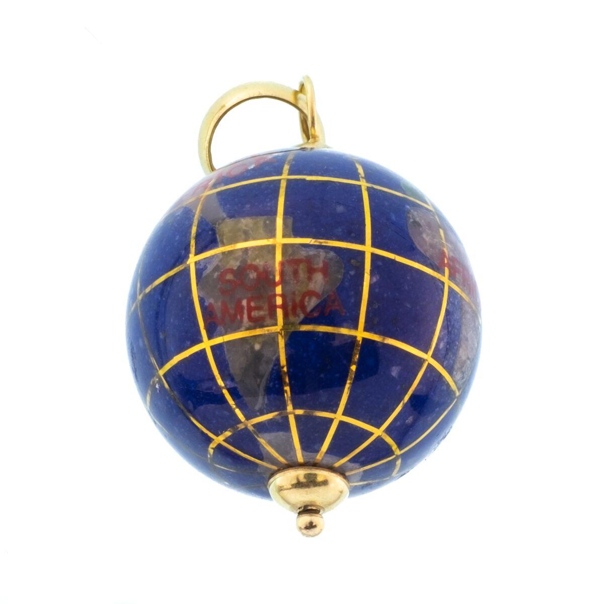 Vintage Lapis and 18 Karat Yellow Gold Globe Charm 1
