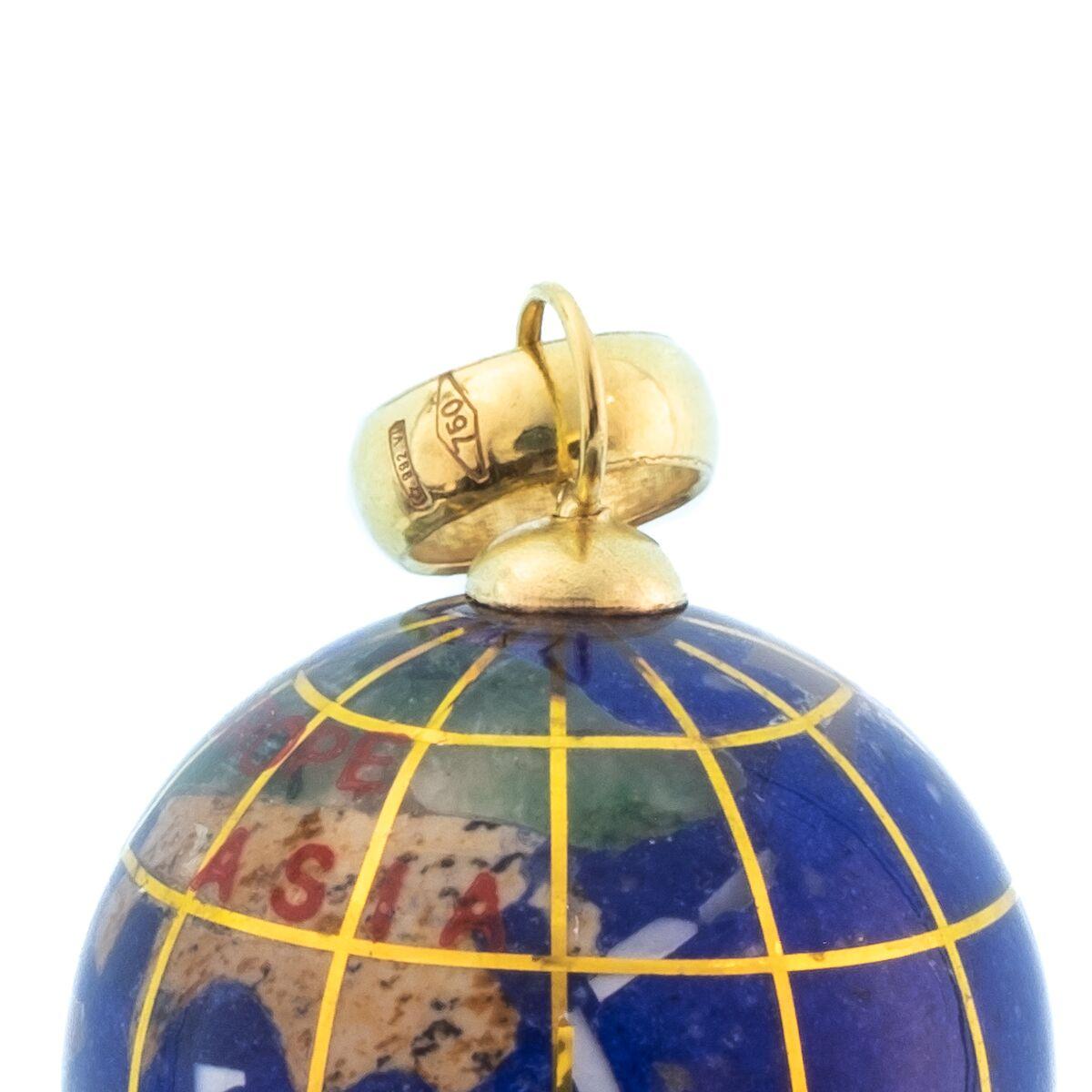Vintage Lapis and 18 Karat Yellow Gold Globe Charm 2
