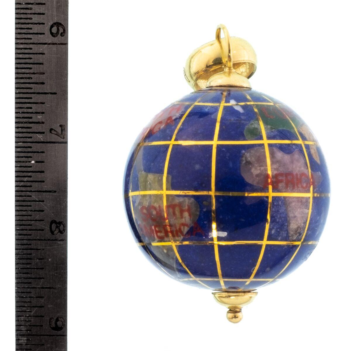 Vintage Lapis and 18 Karat Yellow Gold Globe Charm 3