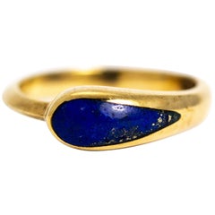 Vintage Lapis and 9 Carat Gold Snake Style Ring