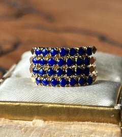 Vintage Lapis and Yellow Gold Hinged Statement/ Fashion Ring