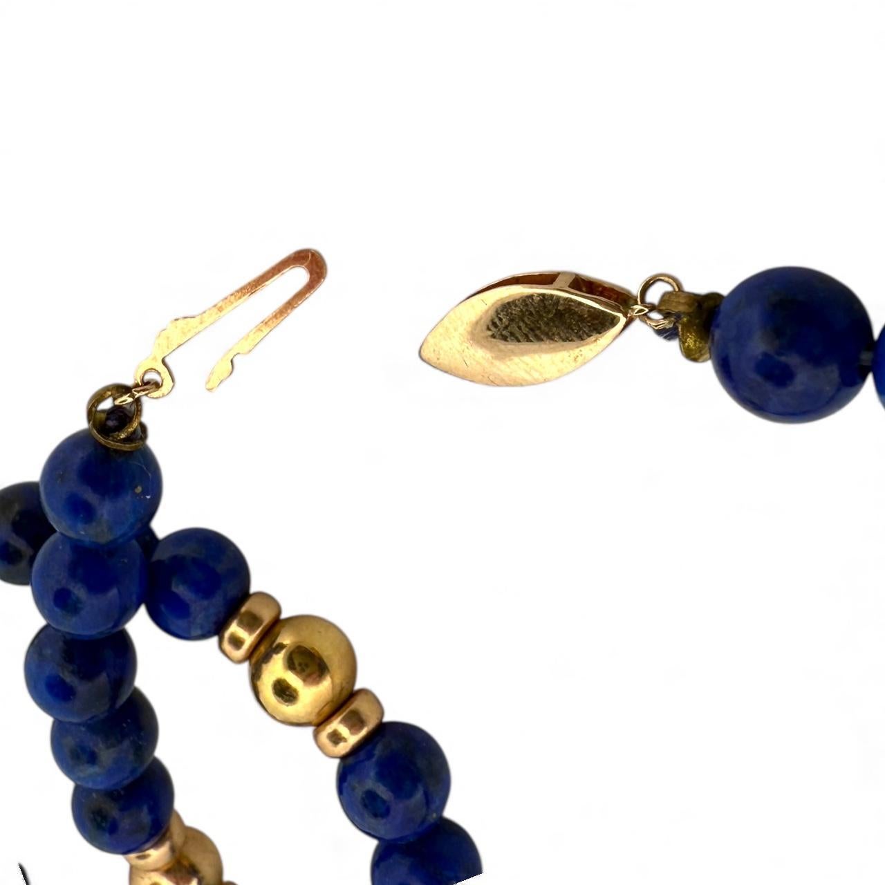 Vintage Lapis & Gold Perlenkette 26 Zoll im Angebot 3
