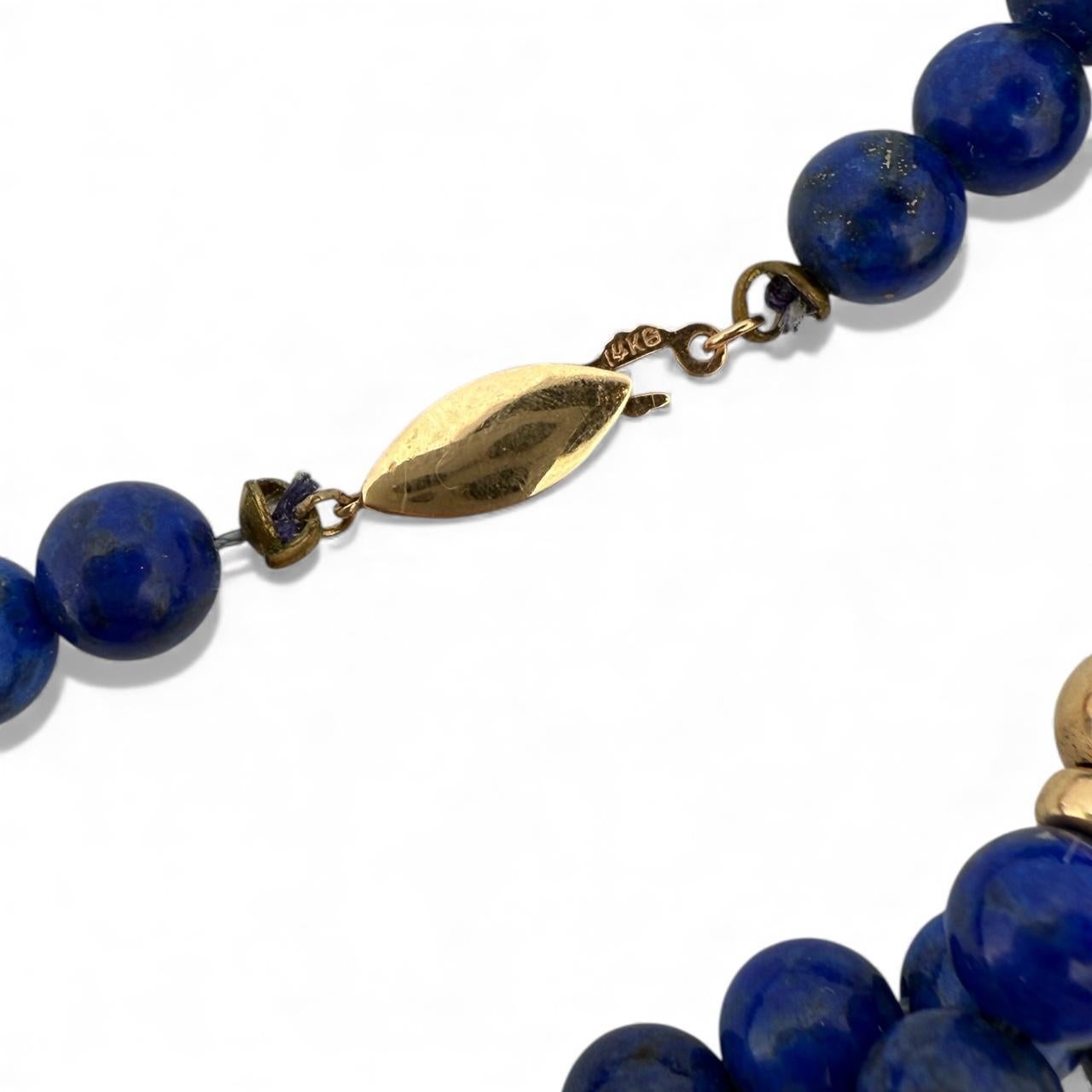 Vintage Lapis & Gold Perlenkette 26 Zoll im Angebot 4