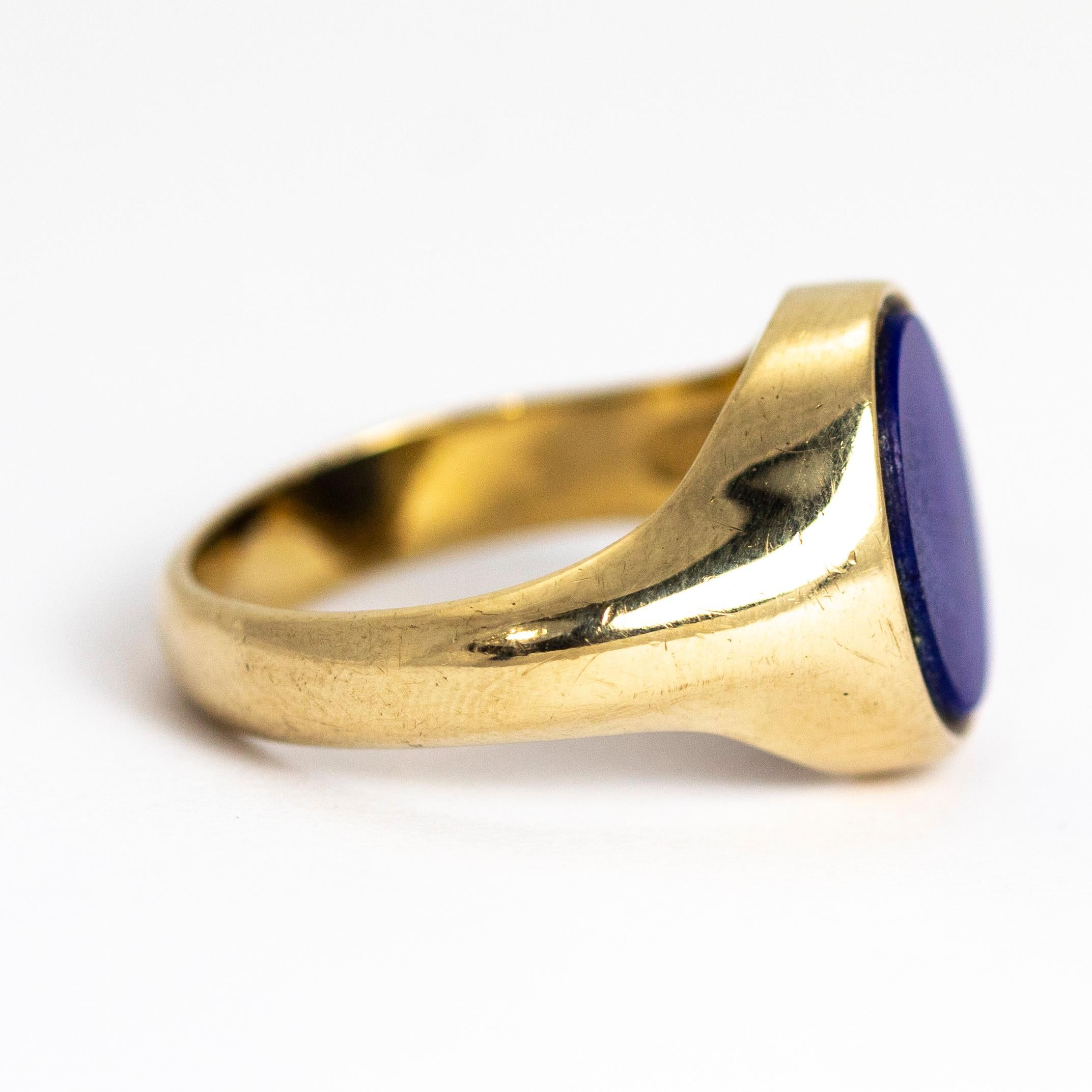 Women's or Men's Vintage Lapis Lazuli an 9 Carat Gold Signet Ring