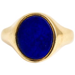 Vintage Lapis Lazuli an 9 Carat Gold Signet Ring