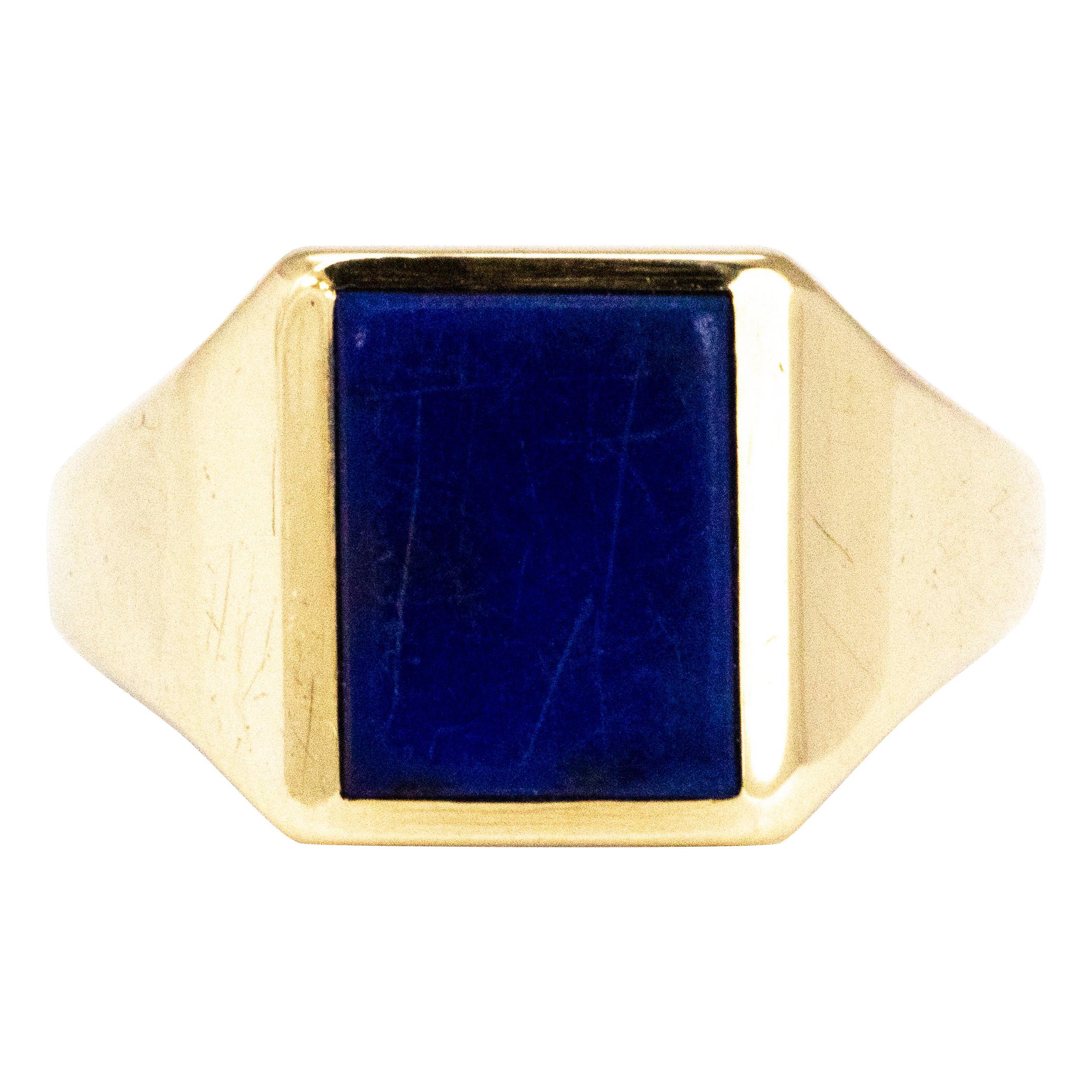 Vintage Lapis Lazuli an 9 Carat Gold Signet Ring