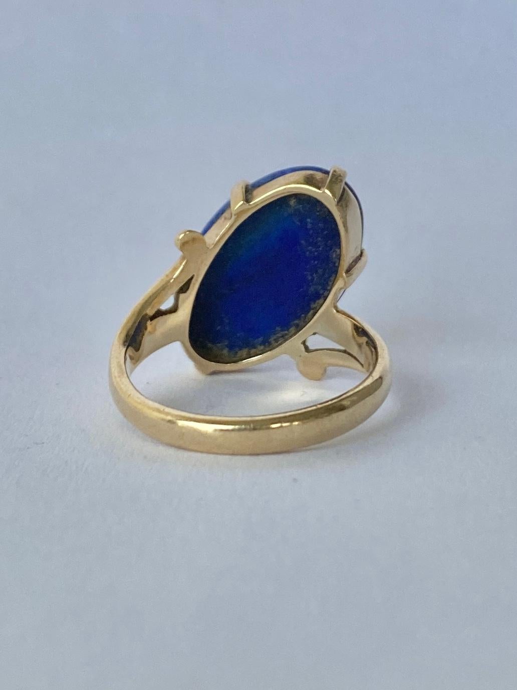Modern Vintage Lapis Lazuli and 9 Carat Gold Ring