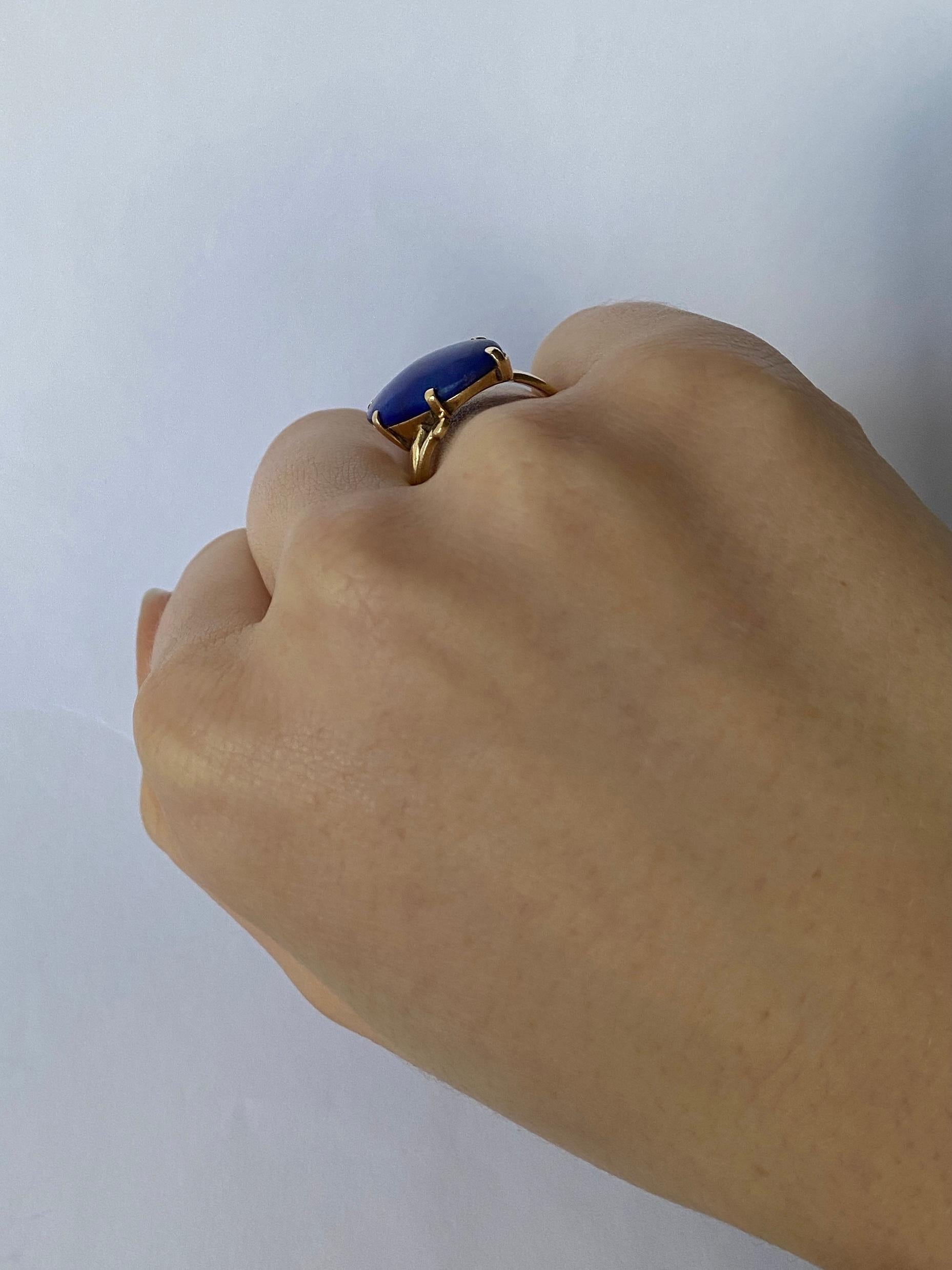 Cabochon Vintage Lapis Lazuli and 9 Carat Gold Ring