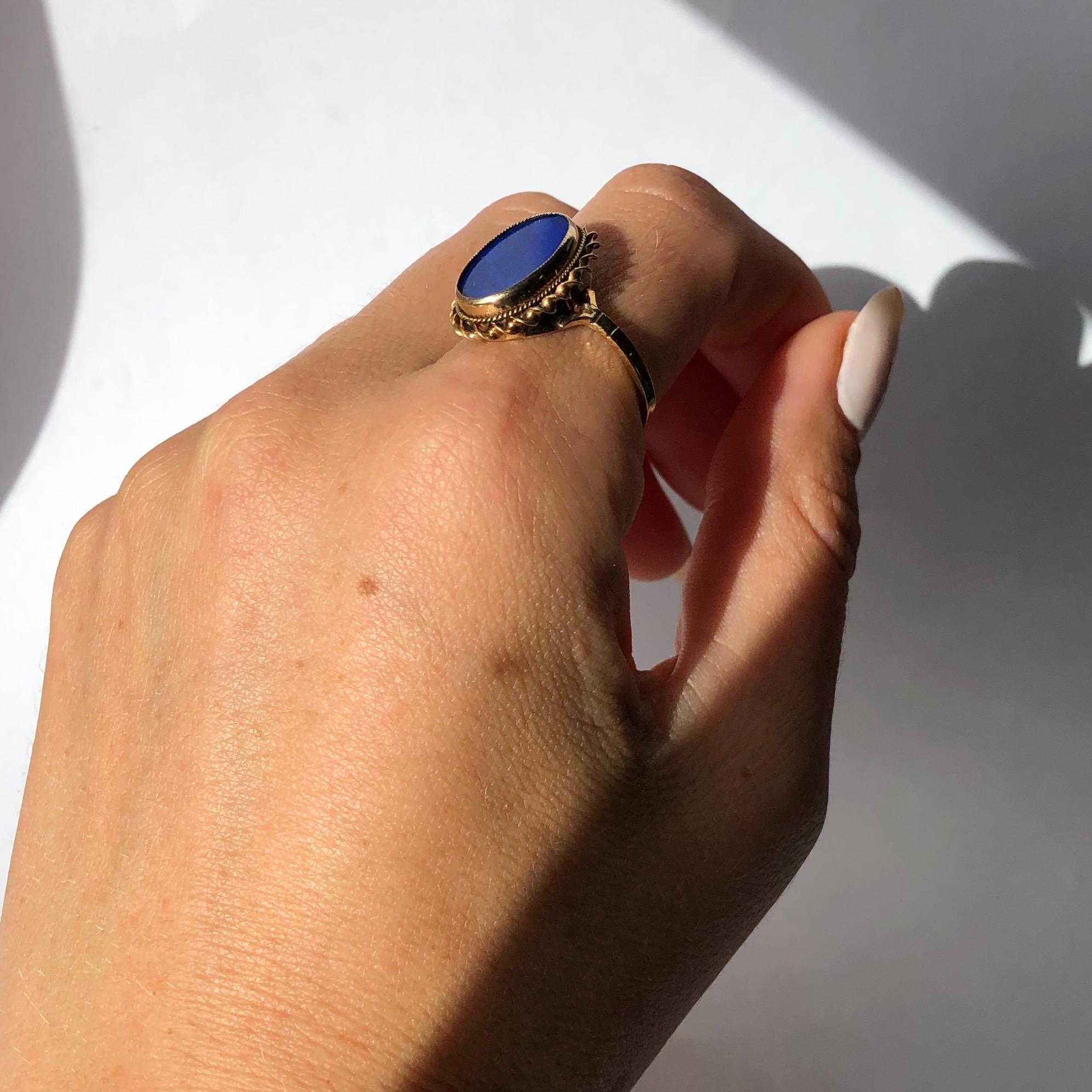 Women's Vintage Lapis Lazuli and 9 Carat Gold Ring