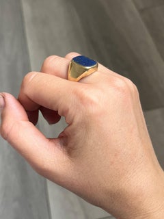 Vintage Lapis Lazuli and 9 Carat Gold Signet Ring