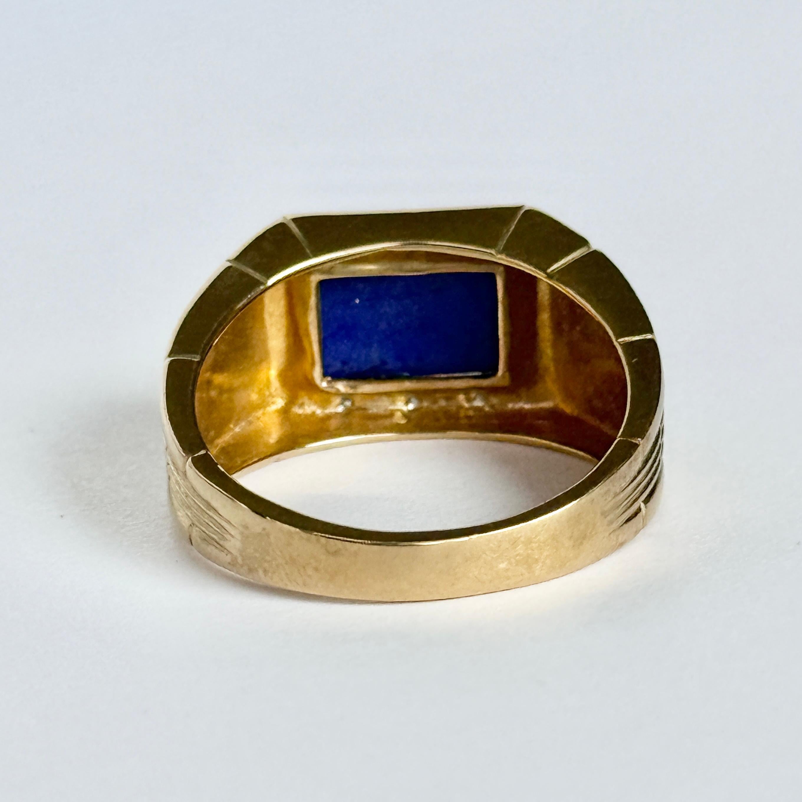 Siegelring aus Lapislazuli und 9 Karat Gold im Zustand „Gut“ im Angebot in Chipping Campden, GB
