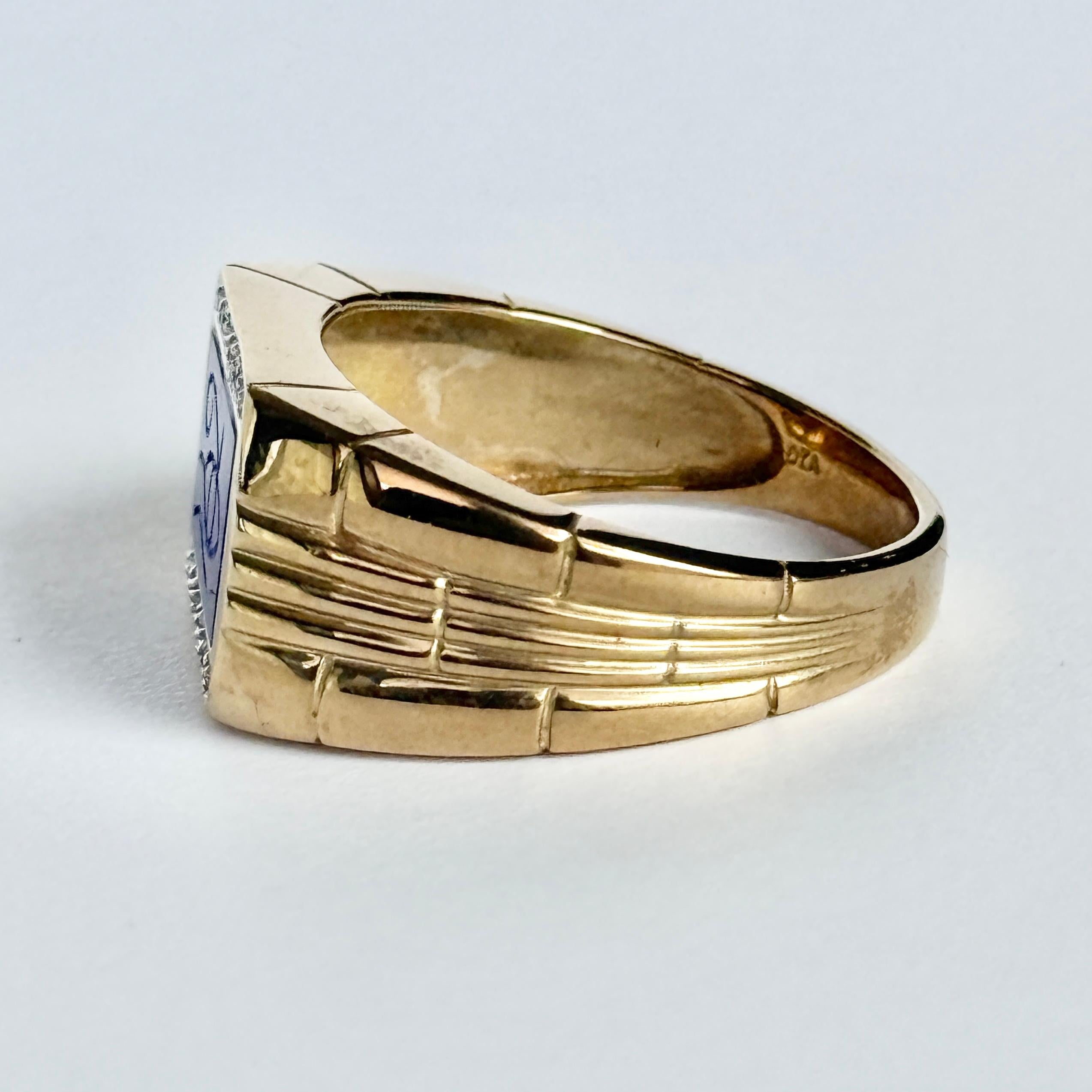 Siegelring aus Lapislazuli und 9 Karat Gold im Angebot 1