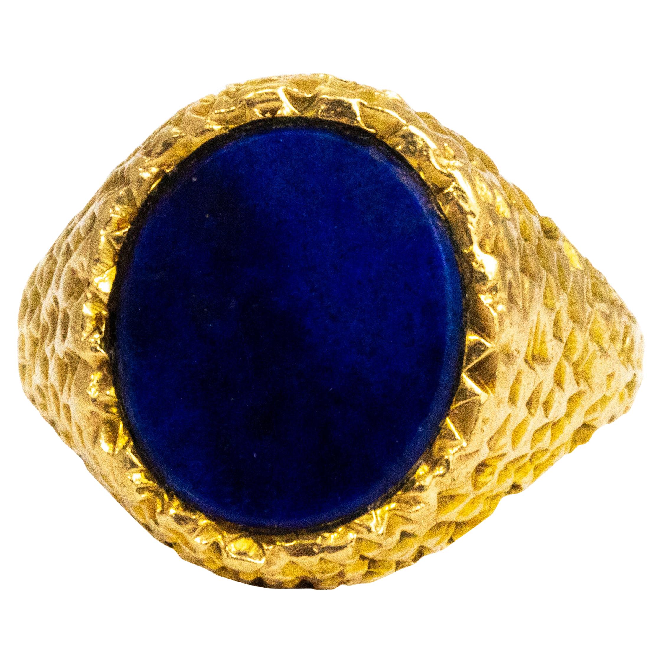 Vintage Lapis Lazuli and 9 Carat Gold Signet Ring