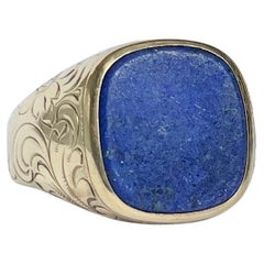 Vintage Lapis Lazuli and 9 Carat Gold Signet Ring