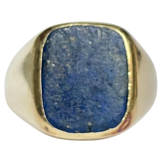 Anillo de sello vintage de lapislázuli y oro de 9 quilates