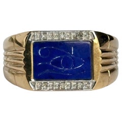 Siegelring aus Lapislazuli und 9 Karat Gold