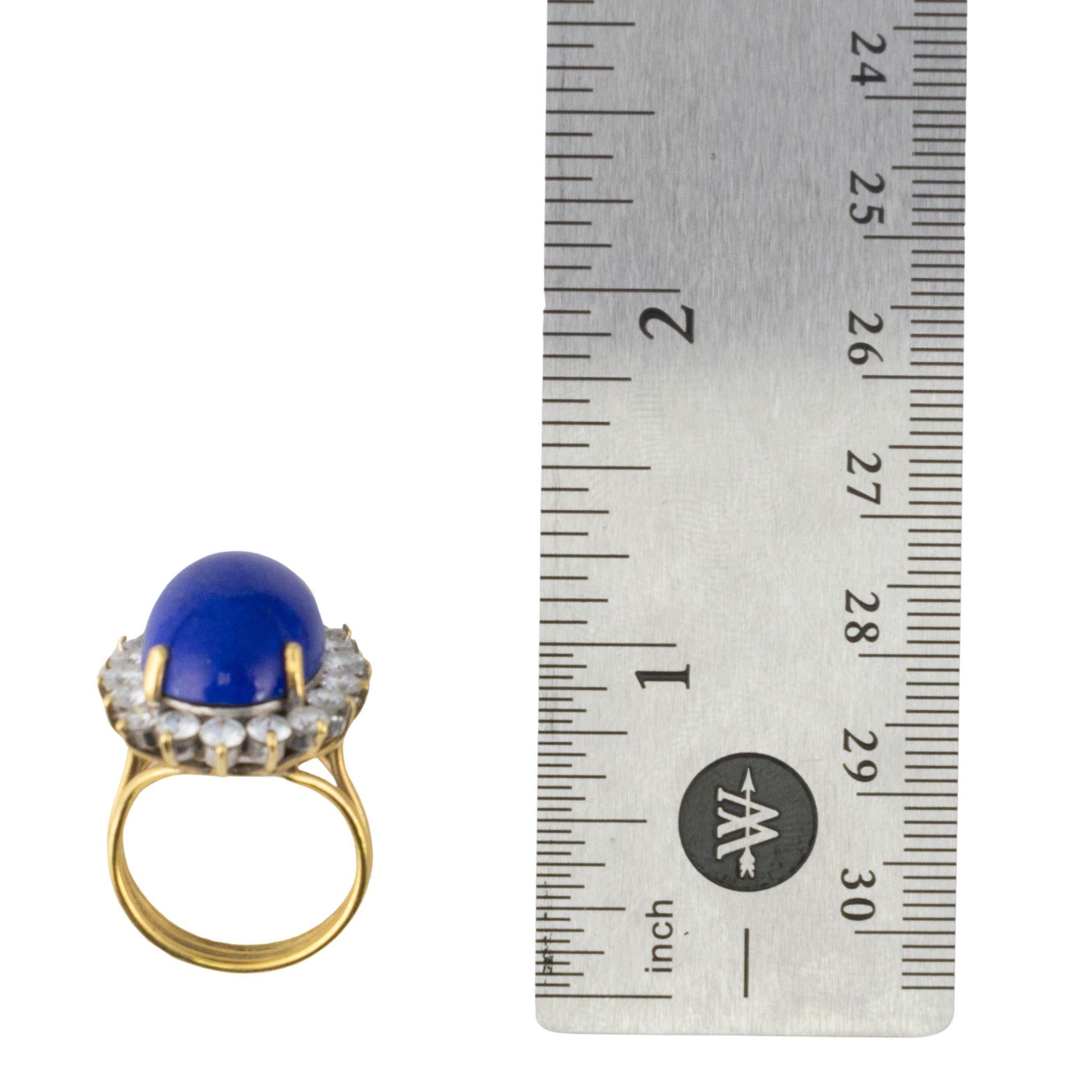 Taglio rotondo Anello aureola in lapislazzuli e diamanti vintage in vendita