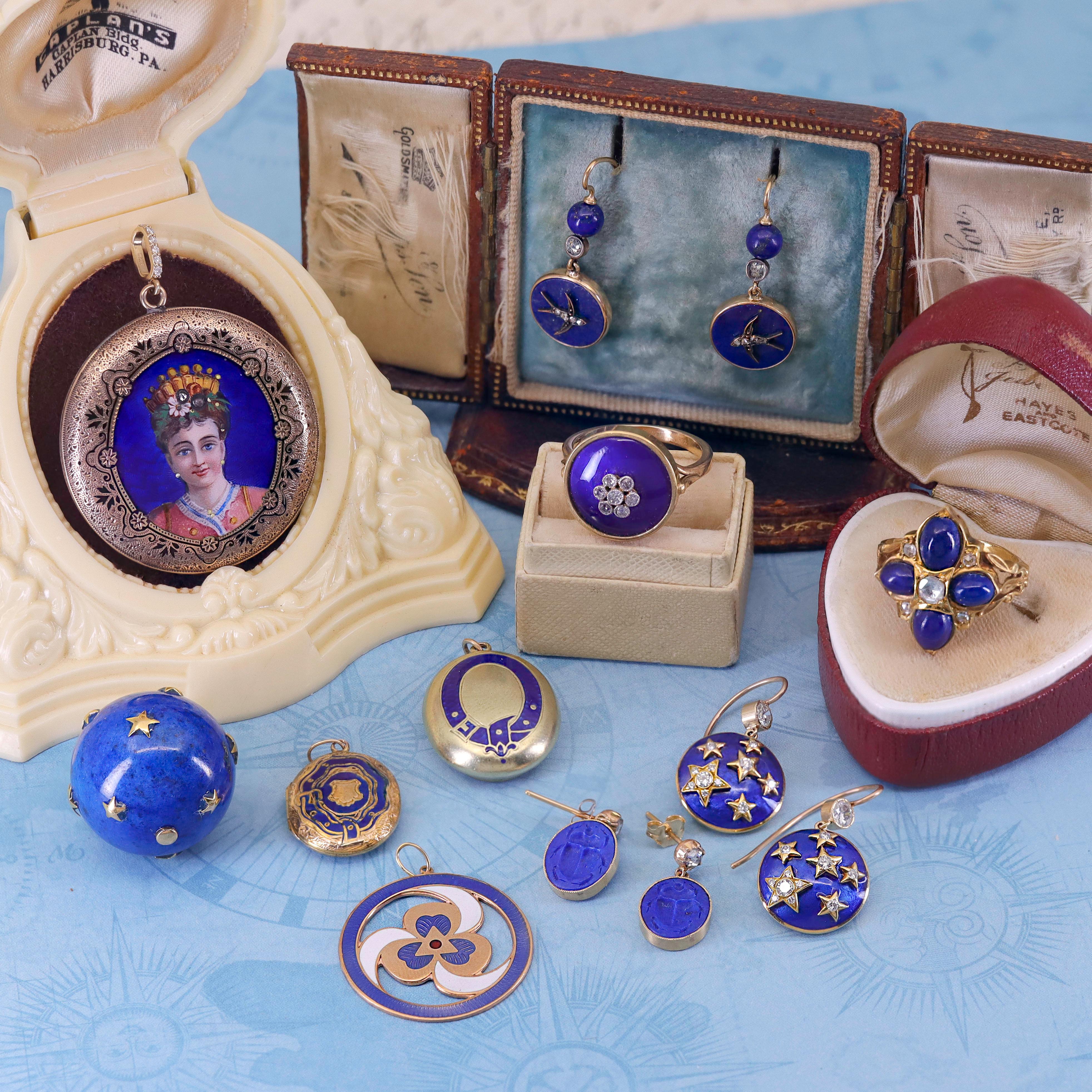 Pendentif étoile vintage en lapis-lazuli et diamants en vente 2