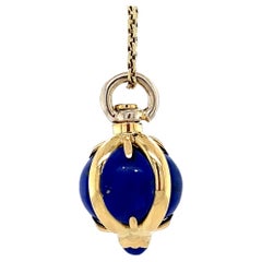 Vintage Lapis Lazuli Charm Pendant, 18K Yellow Gold