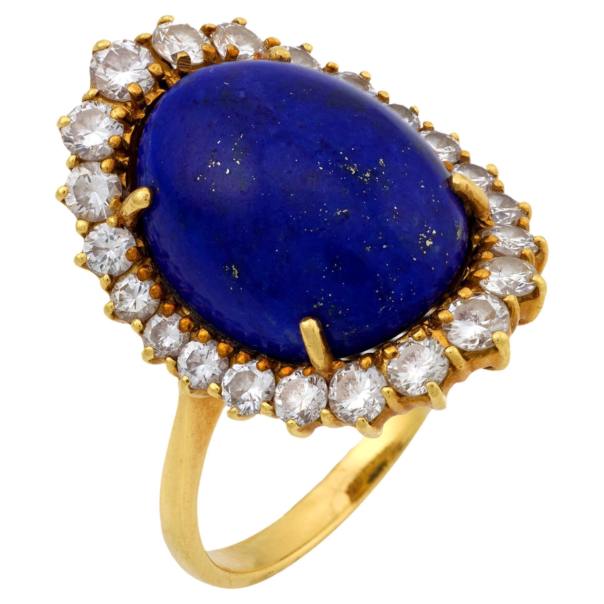 Vintage Lapislazuli-Diamant 18k Gelbgold-Cocktailring