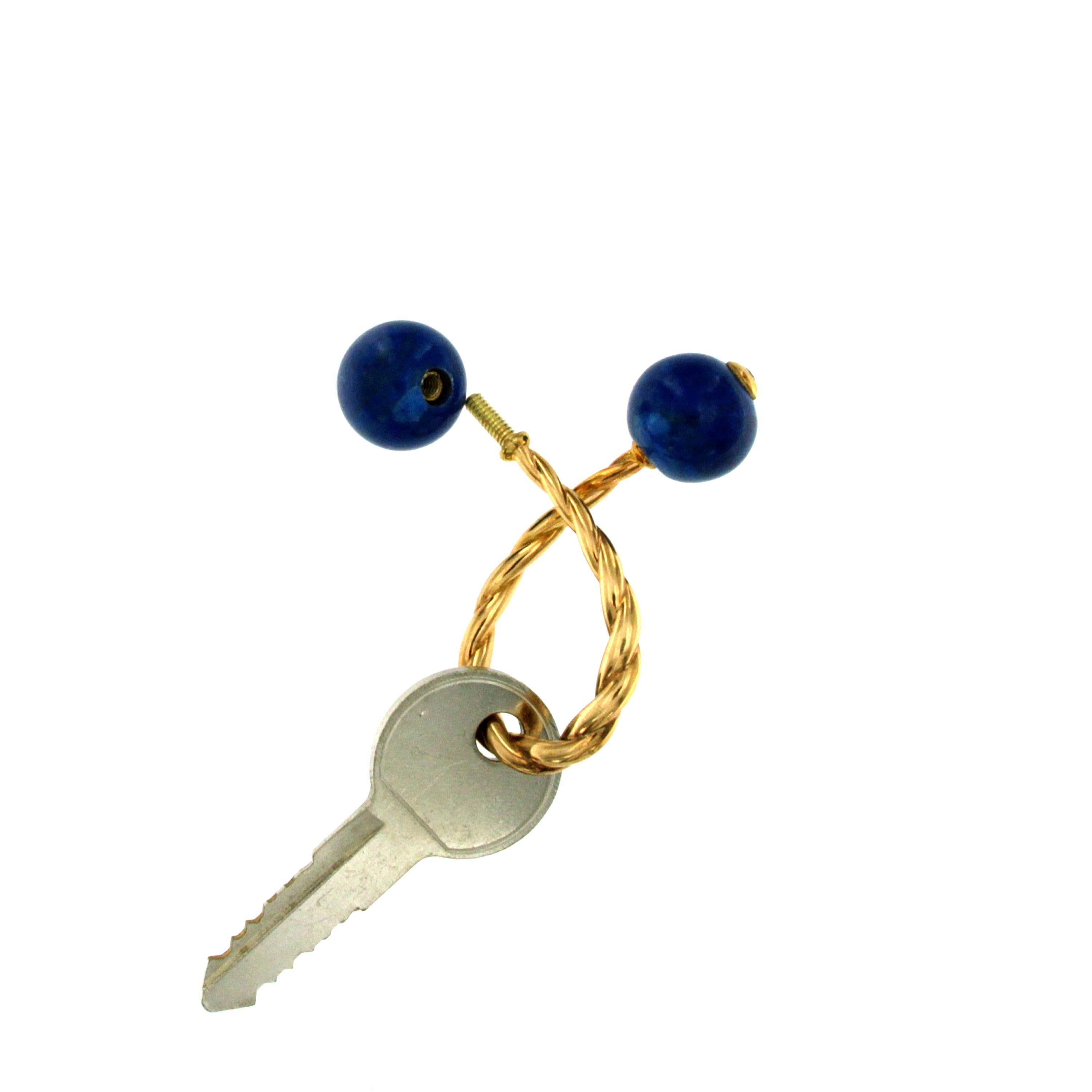 Vintage Lapis Lazuli Diamond Gold Key Ring 1