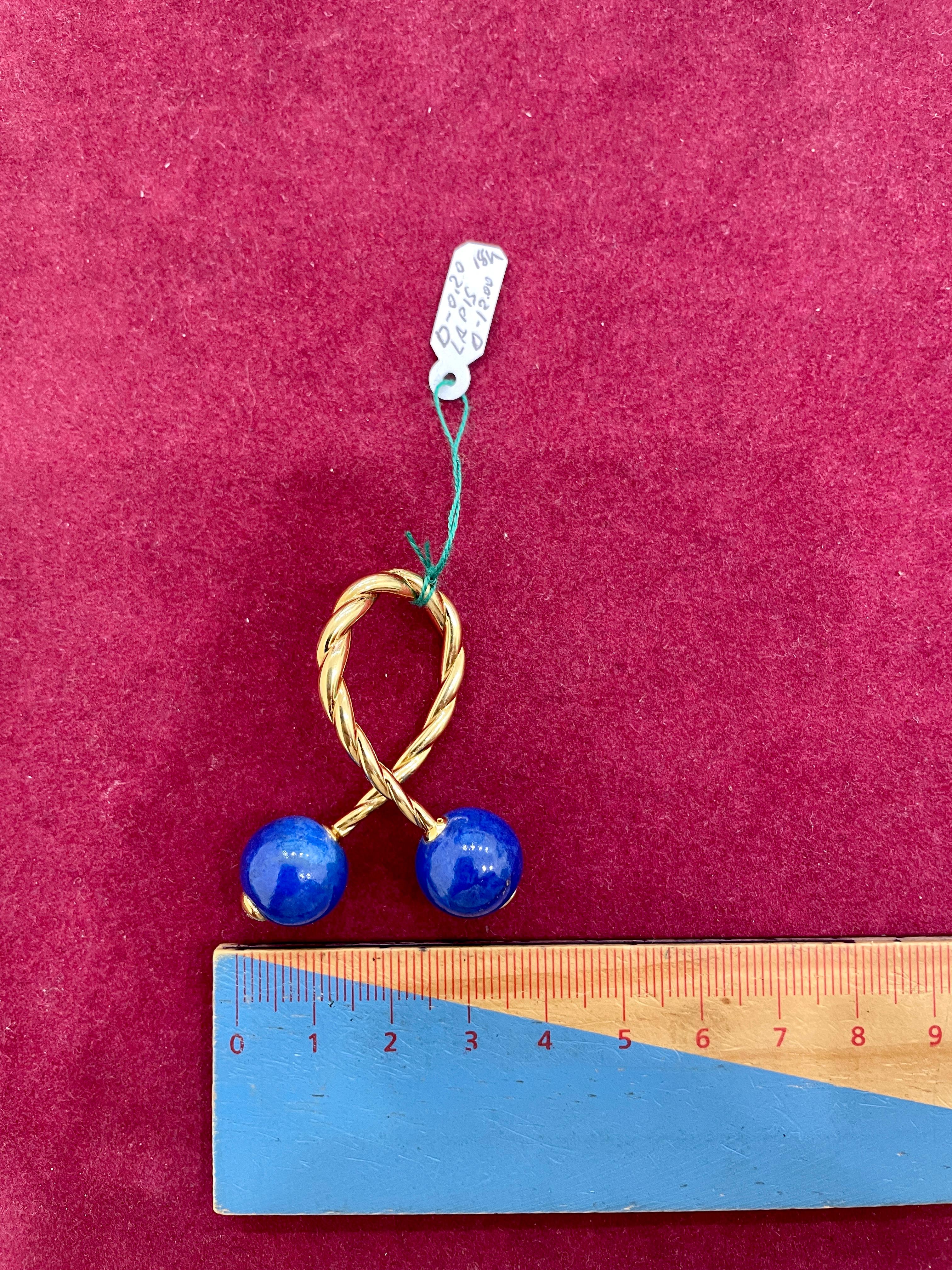 Vintage Lapis Lazuli Diamond Gold Key Ring 2
