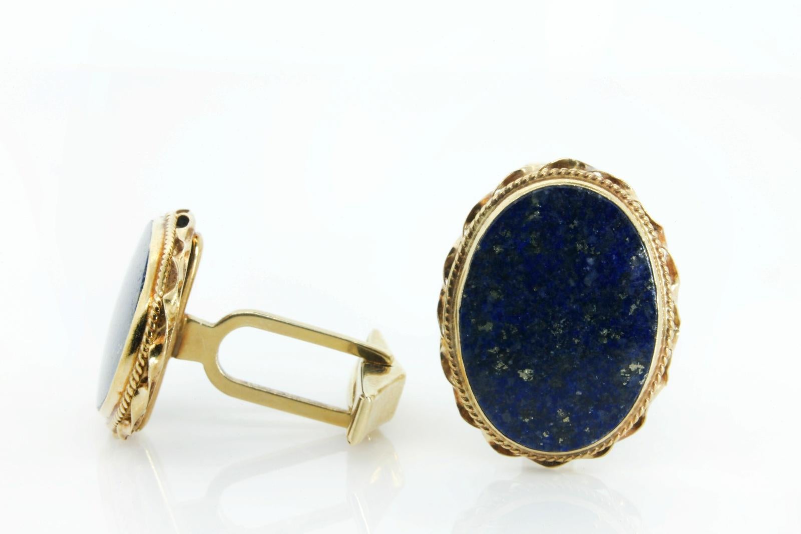 Modern Vintage Lapis Lazuli Gold Cufflinks
